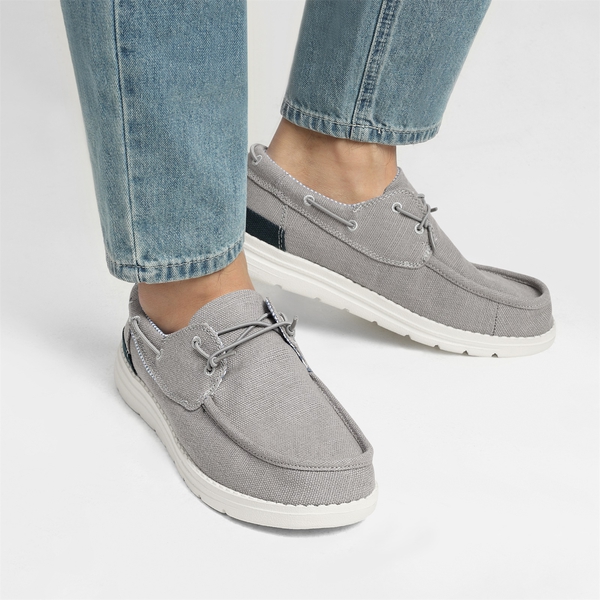 Minimalist Men's Slip On  Canvas Loafers - GREY - 1